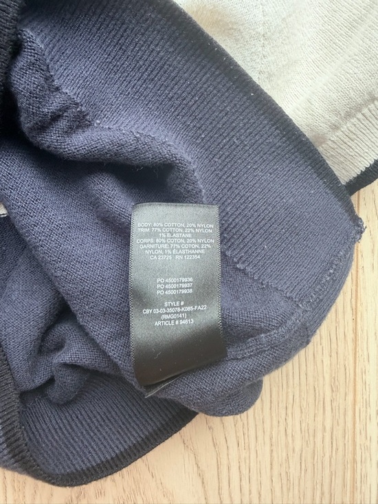 Aritzia TNA Assembly Knit Cropped Polo Sweater Navy White Stripe 2XS - Picture 6 of 8